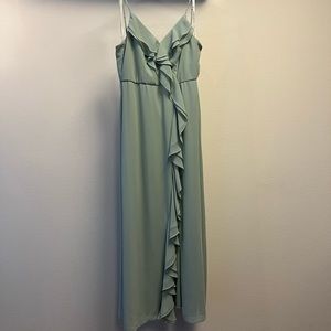 DB Studio Ruffle Spaghetti Strap Dusty Sage Bridesmaid Dress Size 8